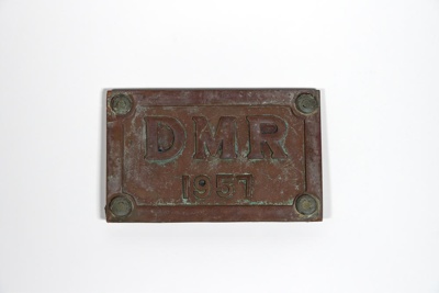 Sign, metal, for Department of Main Roads NSW bridge at Burrill Lake; Unknown maker; 1957; 110