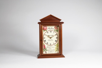 Clock, wooden, commemorative, hand-painted; Barkwith, Stephen; 1985; 142