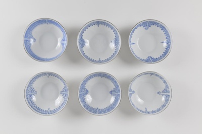 Bowl, shallow, white, decoration, blue, cast iron pattern, Orange.; Thomas of Germany; 3.4.1979; 200.51