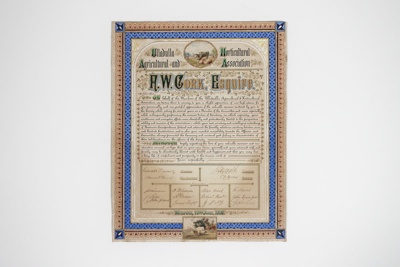 Paper, illuminated and signed address, presented to F.W. Cork, 1887; Unknown maker; 1887; 125