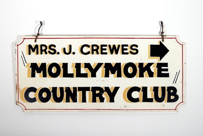Sign, wooden, Mollymoke Country Club; Williams, Peter; 1960s; 122
