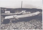 Salmon cobles on beach at Badentarbet - bothy and net shed in background; 1970?; ULMPH 2000 0596 