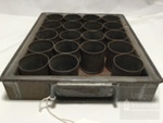 Tin tray with cylindrical cups; ULM 1997 016  