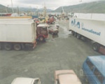 Busy pier with refrigerated lorries (Clarendon Ribchester); 1980?; ULMPH 2000 1025