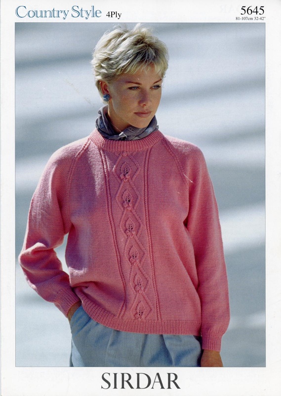 Knitting pattern: Country Style Sweater; Sirdar No. 5645; 1980s; GWL-2021-4-71