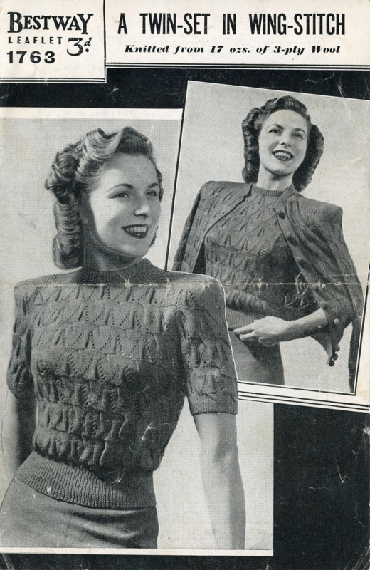 Knitting pattern: Twin Set in Wing-Stitch; Bestway Leaflet No. 1763; GWL-2014-59-6