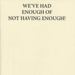 Booklet cover: We've Had Enough of Not Having Enough!; On the Record; 2025; 978-0-9927393-5-5; GWL-2025-98-1