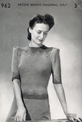 Knitting pattern: Short-sleeved Jersey; Patons & Baldwins Knitwear Fashions No.962; GWL-2016-159-53