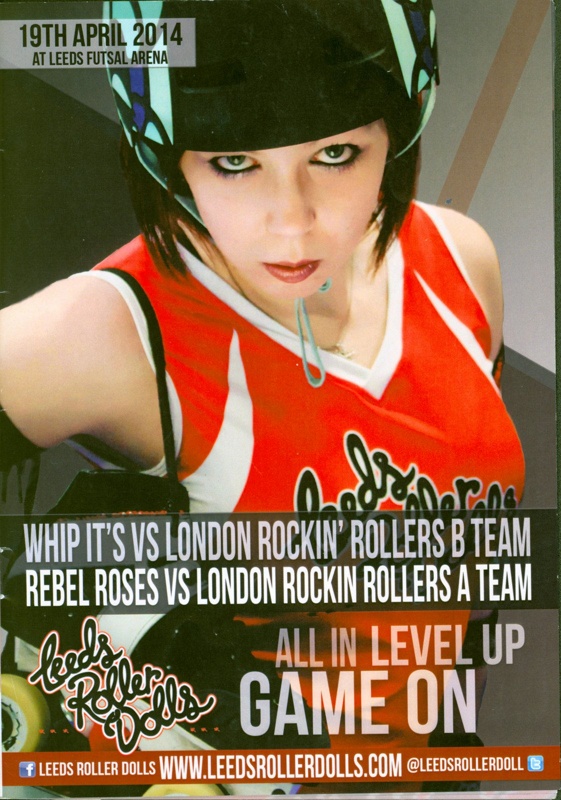 Cover of roller derby bout programme presented by Leeds Roller Dolls