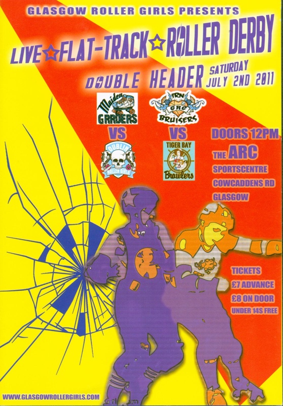 Roller Derby bout programme cover for Glasgow Roller Girls' double header on 2nd July 2011