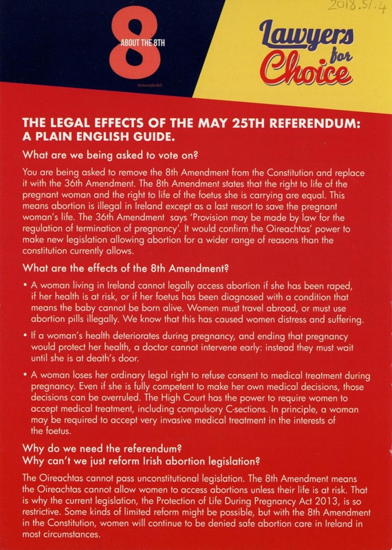 Flyer: About the 8th; Lawyers for Choice; c.2018; GWL-2018-51-4