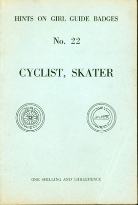 Front cover of "Hints on Girl Guide Badges No. 22" featuring the cycling and skating badges