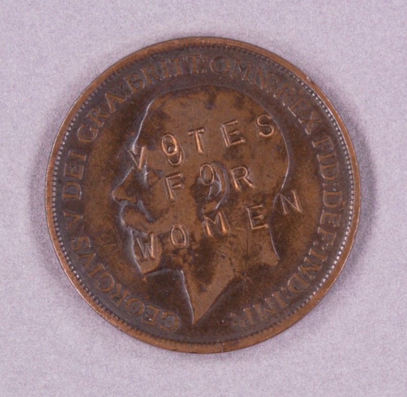 Penny (obverse): Votes for Women; Royal Mint; 1912; GWL-2017-38. Photo credit: Becky Male