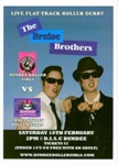 Dundee Roller Girls programme cover featuring two women dressed as "The Bruise Brothers"