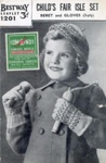 Knitting pattern: Child's Fair Isle Set; Bestway Leaflet No. 1201; c.1940s; GWL-2022-113-5