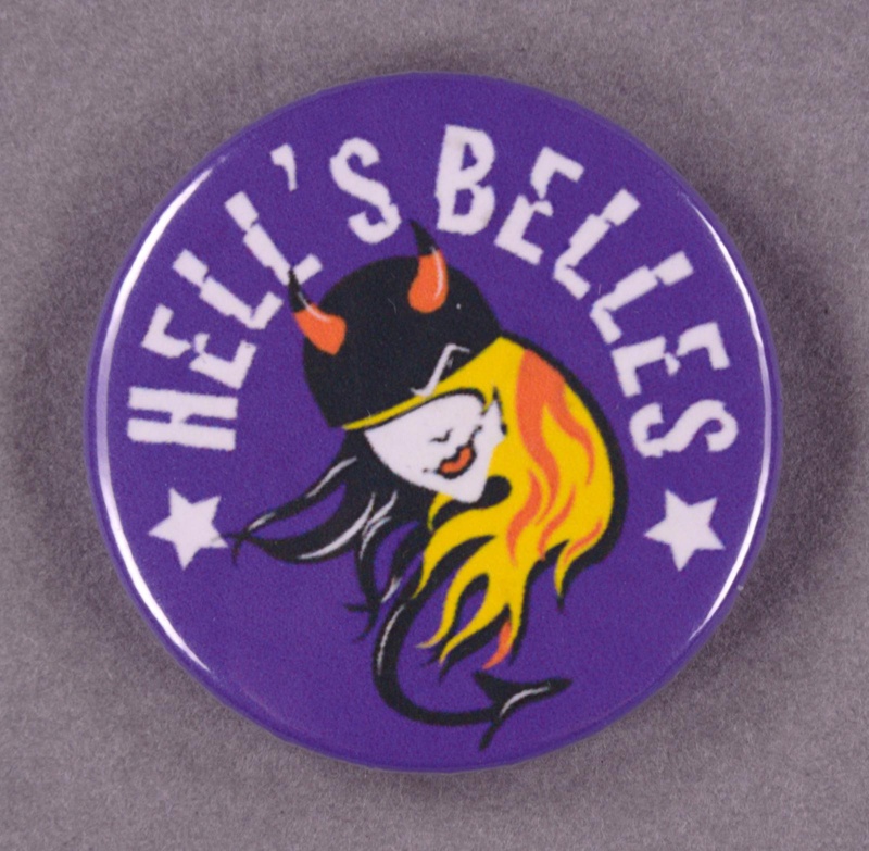 Badge: Hell's Belles; Glasgow Roller Derby; c.2010s; GWL-2013-32-3