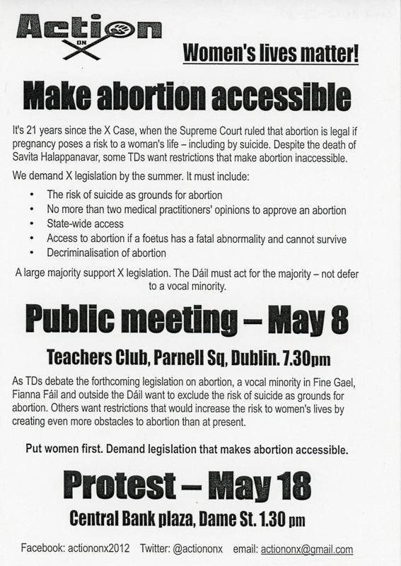 Flyer: Make Abortion Accessible; Action on X; 2012; GWL-2022-152-30