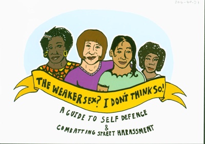 Front cover of self-defence booklet titled 'The Weaker Sex? I Don't Think So!'