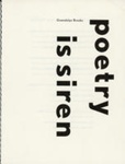 Booklet cover: Poetry Is Siren; Brooks, Gwendolyn; GWL-2024-32-6