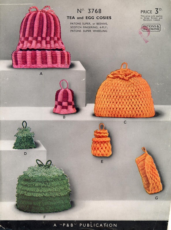 Knitting pattern: Tea and Egg Cosies; P&B "Woolcraft" No.3768; GWL-2016-159-67