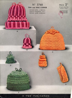 Knitting pattern: Tea and Egg Cosies; P&B "Woolcraft" No.3768; GWL-2016-159-67