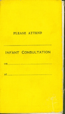 Front cover of infant medical record for Joseph Conway of Glasgow, 1952