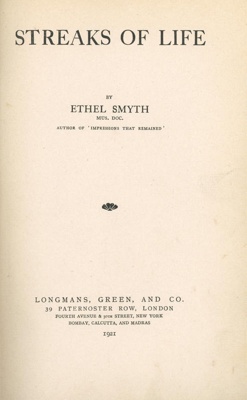 Title page: Streaks of Life; Smyth, Ethel; 1921; GWL-2015-91-2
