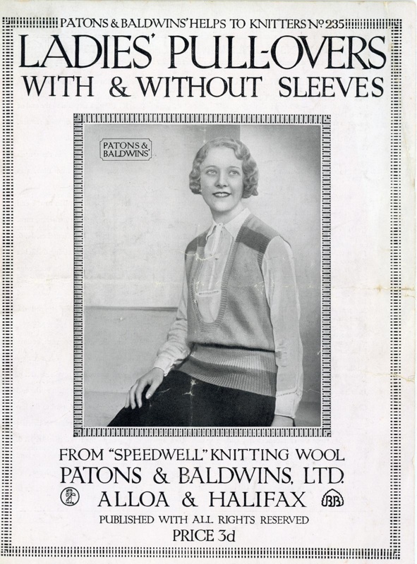 Knitting pattern: Ladies' Pullovers; Patons & Baldwins' Helps to Knitters No.235; GWL-2016-159-70