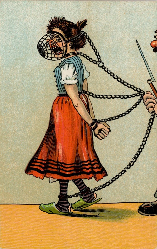 Postcard: Girl in chains; Jacob Silberstein & Co; GWL-2021-19-7