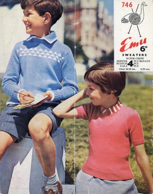 Knitting pattern: Sweaters for Boys and Girls; Emu Wools No. 746; GWL-2015-44-20