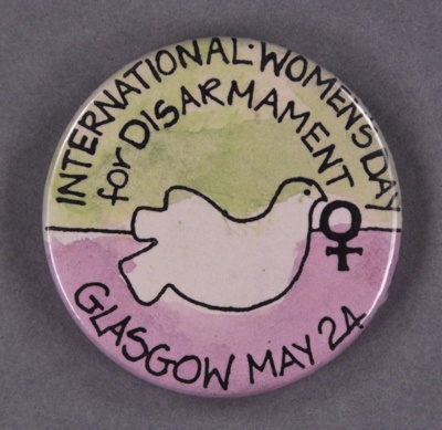 Badge: IWD for Disarmament; Campaign for Nuclear Disarmament; 1983; GWL-2014-3-15