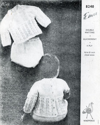 Photocopied knitting pattern: Top and Knickers; Emu Wools No. 8240; c.1960s; GWL-2015-44-22