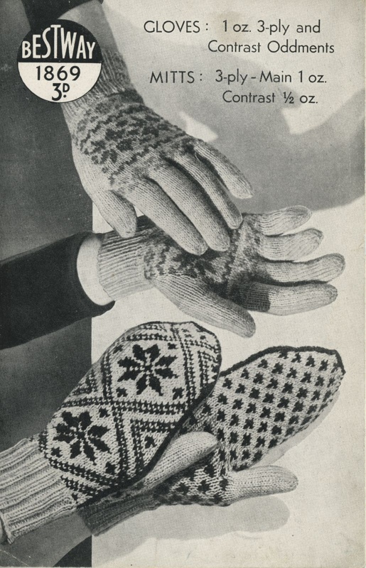 Knitting patterns: Fair Isle Gloves and Mitts; Bestway Leaflet No. 1869; GWL-2016-95-18