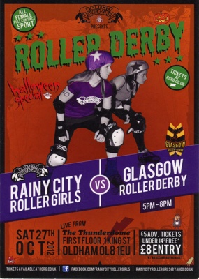 A6 Flyer front: Hallowe'en Special; Rainy City Roller Derby; 2012; GWL-2025-119-28