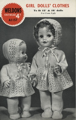 Knitting pattern: Girl Dolls' Clothes; Weldons Knitwear A1157; GWL-2016-95-101