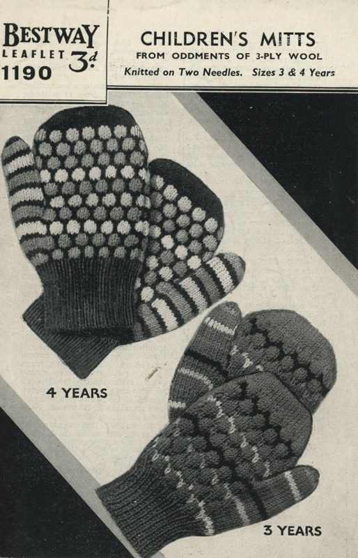 Knitting pattern: Children's Mitts; Bestway Leaflet No. 1190; GWL-2016-95-48