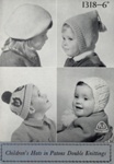 Knitting pattern: Children's Hats; P&B Beehive Booklet No. 1318; c.1950s-60s; GWL-2022-135-10