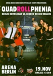 Cover for Roller Derby programme advertising QuadRollPenia featuring Berlin Bombshells vs London Rockin' Rollers, 2010