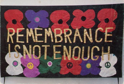 Postcard: Remembrance Is Not Enough; Women For Life on Earth; c.1982; GWL-2023-85-1