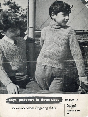 Knitting pattern: Boys' Pullovers; Greenock Leaflet B476; Scotch Wool Shop; GWL-2015-34-23
