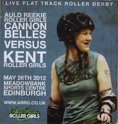 Programme front: Cannon Belles vs Kent Roller Girls; Auld Reekie Roller Derby; 2012; GWL-2020-22-1