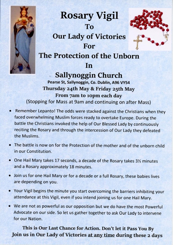 Flyer: Rosary Vigil to Our Lady of Victories; Sallynoggin Church; 2018; GWL-2022-152-11