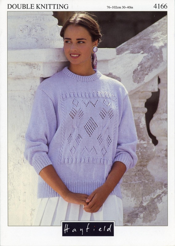 Knitting pattern: Sweater with Patterned Motif Square; Hayfield Double Knitting 4166; c.1970s; GWL-2022-134-6
