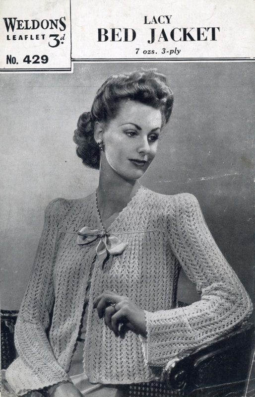 Knitting pattern: Lacy Bed Jacket; Weldons No. 429; GWL-2015-34-17