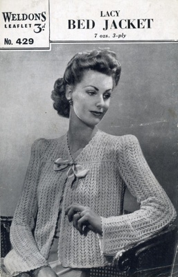 Knitting pattern: Lacy Bed Jacket; Weldons No. 429; GWL-2015-34-17