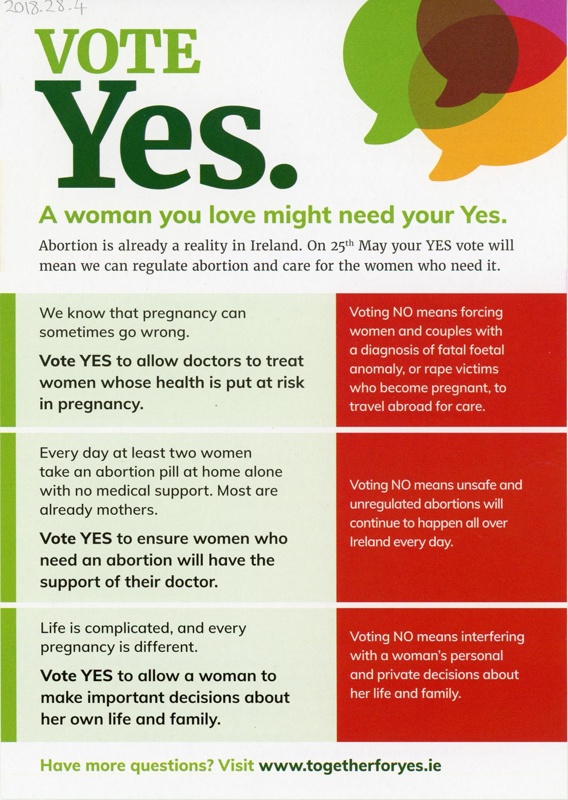 Flyer (front): Vote Yes; Together for Yes; 2018; GWL-2018-28-4
