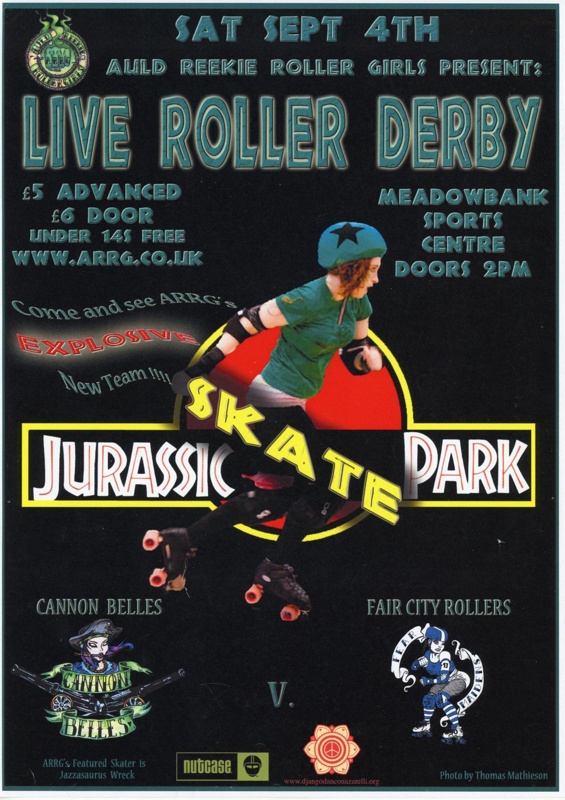 Poster: Jurassic Skate Park; Auld Reekie Roller Derby; Sept 2010; GWL-2019-91-1