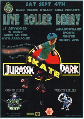 Poster: Jurassic Skate Park; Auld Reekie Roller Derby; Sept 2010; GWL-2019-91-1