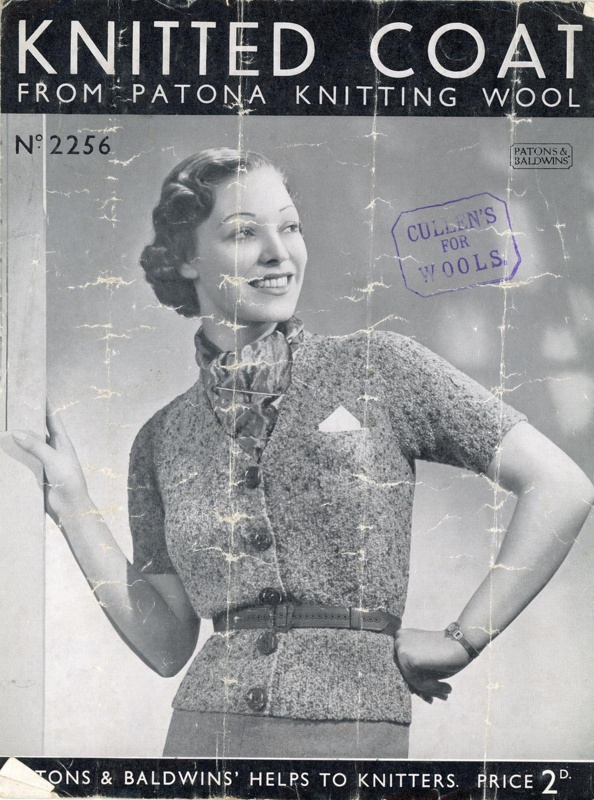 Knitting pattern: Knitted Coat; Patons & Baldwins' Helps to Knitters No.2256; GWL-2016-159-71