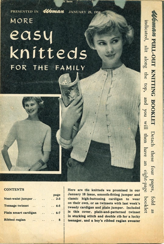 Magazine pull-out: More Easy Knitteds for the Family; Woman; 1958; GWL-2015-34-82